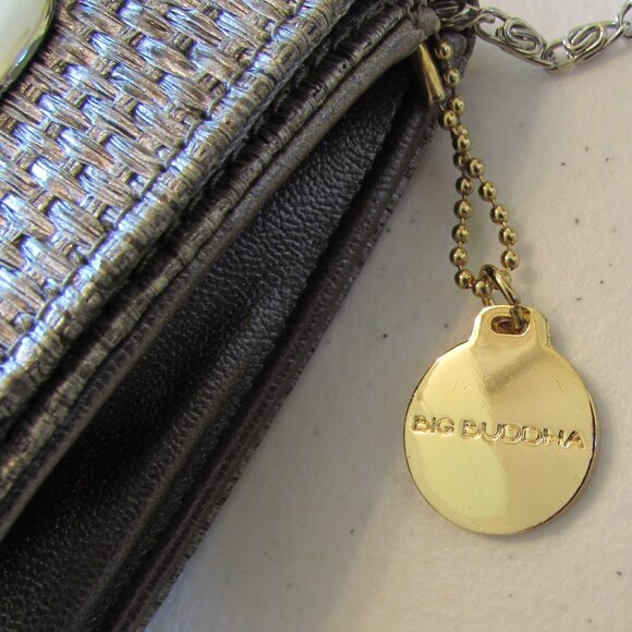 Big Buddha Woven Silver Clutch Bag - Like New - 12"x4.5" - Picture 3 of 14